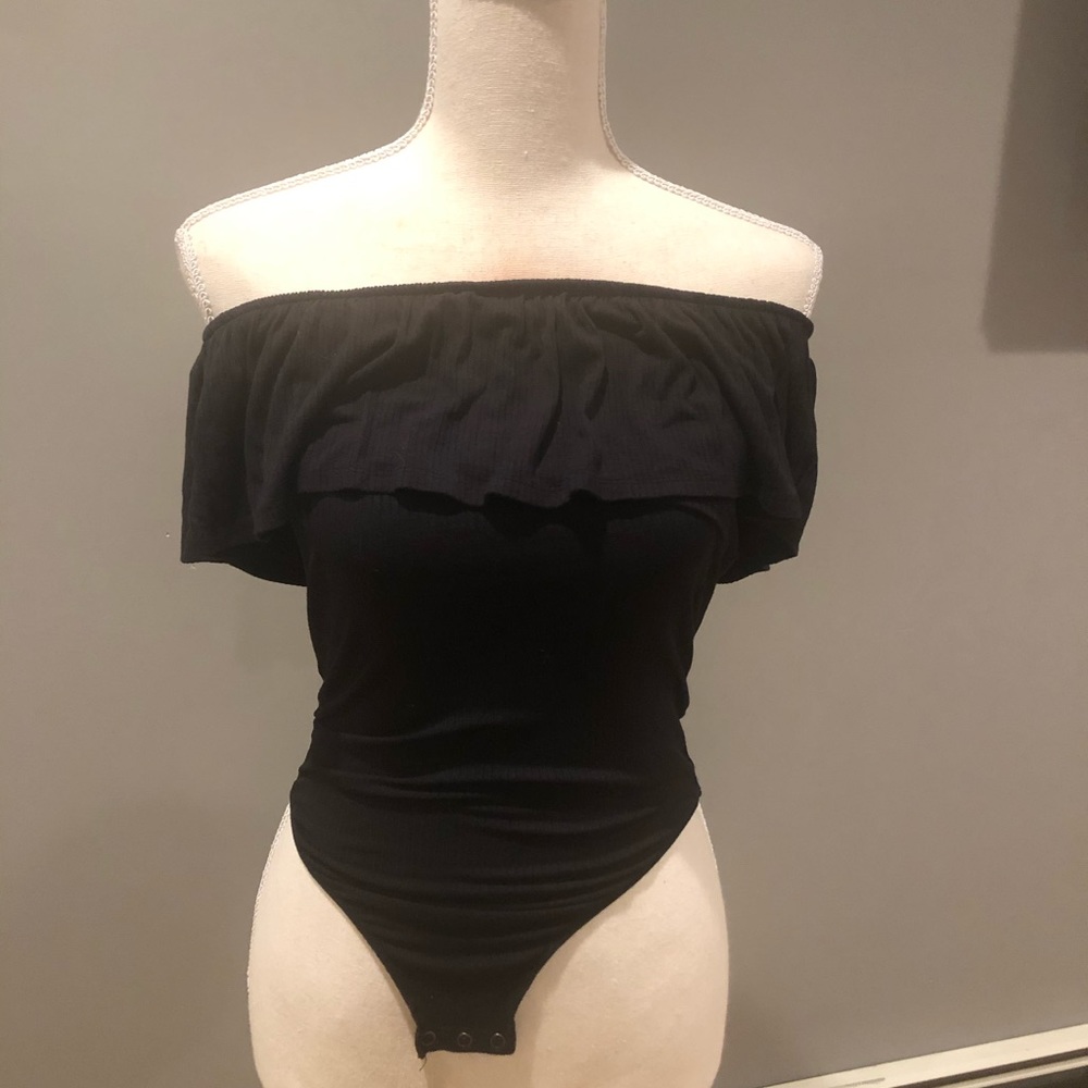 Black ribbed bodysuit